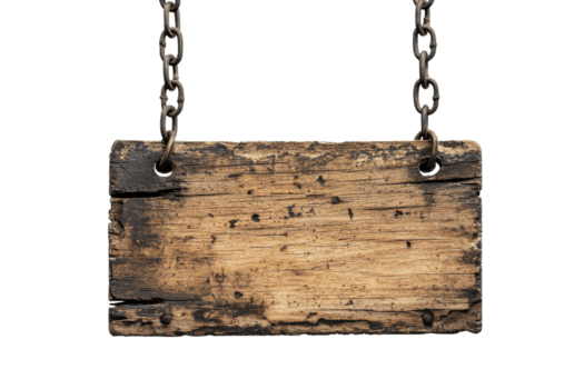 rústico resistido de madera firmar colgando desde Clásico cadenas, aislado en transparente antecedentes. Perfecto para rústico y Clásico temas png