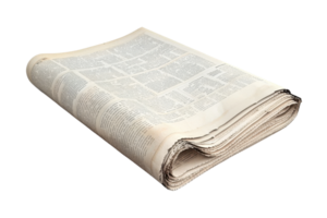 Stack of folded newspapers with headline space and printed text, ideal for news articles, journalism, and media publications. png