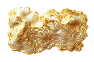 Abstract golden organic shape with wavy texture, symbolizing luxury, elegance, and artistic fluidity in a modern art style. png