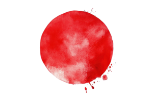 Abstract red and white watercolor circle design on transparent background. Artistic and vibrant color splash suitable for backgrounds or prints. png
