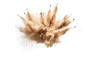 Exploding cloud of brown powder creating a dynamic and energetic visual effect, perfect for artistic and creative projects. png