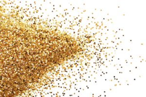 Golden glitter particles scattered on a transparent background. creating a festive and luxurious atmosphere for celebrations and special occasions. png