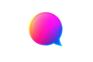 Vibrant speech bubble icon with a gradient of pink, purple, and blue colors. Perfect for modern design and communication themes. png
