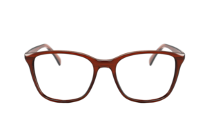 A stylish pair of brown eyeglasses with a modern frame design. Perfect for fashion and functionality in daily use. png