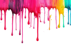Colorful dripping paint creating a vibrant and artistic background. Perfect for creative projects, design inspiration, and art-related content. png
