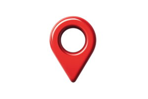 Red location pin icon isolated on transparent background. Classic map marker symbol used for geographic location, navigation, and travel purposes. png