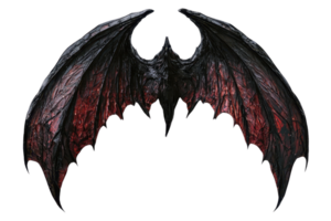 Dark and intricate demon bat wings with a gothic design, perfect for fantasy and horror themes in digital and graphic art. png