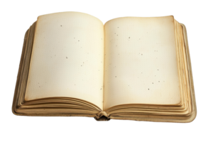Vintage open book with blank pages, perfect for background, education, and literature themes. High-resolution image for creative projects. png