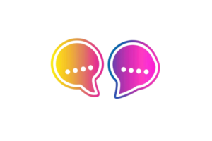 Multicolored speech bubbles icon on transparent background, representing communication, chat, social media, digital conversation concept. png