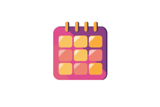 färgrik kalender ikon med en rutnät design, lämplig för app gränssnitt, webbplatser, och organisatoriska verktyg. modern och vibrerande visuell representation. png