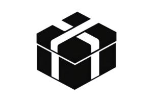 Black and white abstract geometric logo design with a cubic and interconnected lines pattern. Ideal for modern branding and graphic design. png