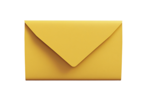 Yellow envelope isolated on transparent background. Perfect for communication, mailing, and stationery-themed projects. High-quality stock photo. png
