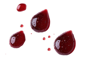 High-resolution image of blood drops on a transparent background. ideal for medical and healthcare visual content. png