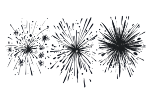 Bright and colorful fireworks exploding in the night sky, celebrating special occasions and festivals with vibrant displays of light. png