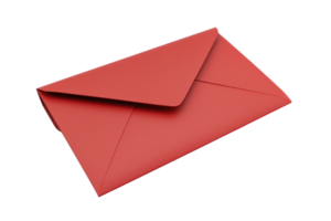 Red envelope closed, isolated on a transparent background. Perfect for greeting cards, invitations, or business mail. png