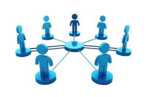 Group of connected figures representing a network, collaboration, teamwork, or social connections. Concept for leadership, unity, and cooperation. png