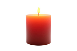 Red candle with a flickering flame, isolated on a transparent background. perfect for themes of relaxation, ambiance, and warmth. png