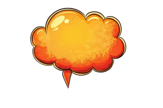 beschwingt Orange Comic Rede Blase mit glänzend Fertig und texturiert Akzente, perfekt zum kreativ Kommunikation Grafik und Design Projekte. png