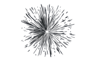 Abstract geometric explosion shape with intricate lines and rays, isolated on transparent background. Dynamic and complex design for various uses. png