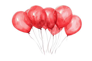 A beautiful illustration of vibrant red balloons floating, perfect for celebrations, parties, and festive decorations. png