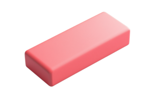 Close-up of a pink rectangular eraser. Perfect for school, office, and art projects. Isolated on a transparent background. png