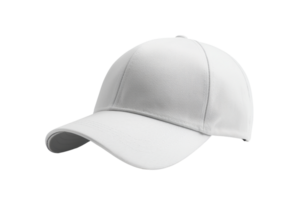 Isolated white baseball cap on a transparent background, perfect for branding and merchandise design. png