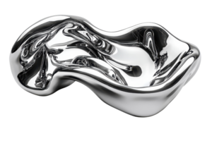 Abstract fluid metallic sculpture with flowing lines and shiny surface, creating a modern and artistic impression. png