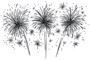 Colorful fireworks display in the night sky, celebrating an event with vibrant lights and explosive bursts creating a festive atmosphere. png