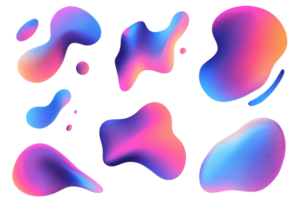Colorful abstract fluid shapes gradient set. Modern trendy design elements for web, mobile, and print graphics or backgrounds. png