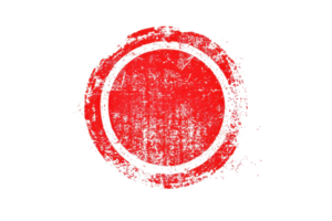 Grungy red stamp on transparent background, perfect for adding a rough, vintage touch to designs and documents needing a stamped effect. png