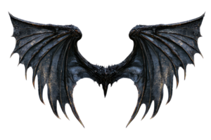 Dark, intricately detailed dragon wings, perfect for fantasy artwork, illustration, or game design. High resolution for versatile use. png