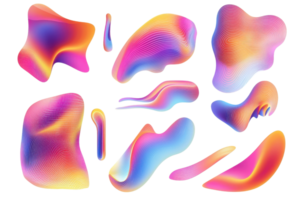 Vibrant and colorful abstract shapes with gradient patterns, perfect for modern design and creative backgrounds. png