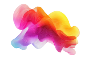 Abstract digital art featuring vibrant, multicolored flowing shapes with smooth gradients in a dynamic, modern composition. png