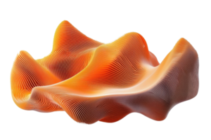 Abstract 3D shape with flowing lines and vibrant orange hues, perfect for modern art and design projects. png