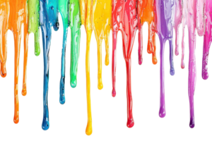 Vibrant drips of various colors creating a beautiful abstract pattern. Ideal for artistic, creative, and colorful design projects. png