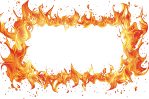 Vibrant frame made of realistic flames, illustrating the power and intensity of fire, perfect for dynamic and intense graphic designs. png