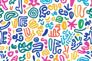 Vibrant abstract graffiti art with colorful shapes and lines in a dynamic pattern png
