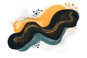 Abstract colorful swirling waves in various shades of orange and blue, creating a dynamic and captivating pattern. png