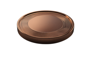 Isolated close-up of a shiny copper coin on a transparent background. Perfect for financial, business, and investment concepts. png