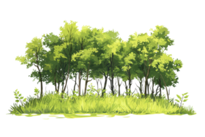 Lush green deciduous trees create a peaceful natural landscape, perfect for nature-related projects or backgrounds. png