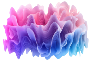 Abstract fluid shape with vibrant colors of pink and blue, resembling a wave pattern, perfect for design and digital backgrounds. png