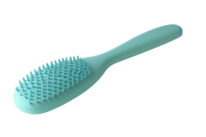 Blue plastic hairbrush with bristles, isolated on a transparent background. ideal for personal care and beauty advertisements. png