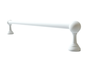 White towel bar isolated on a transparent background. Classic bathroom accessory for hanging towels. Essential for modern home decor and functionality. png