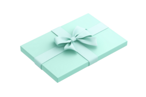 Elegant mint green gift box. Perfect for celebrations, special occasions, and thoughtful presents. Ribbon and bow add a touch of sophistication. png