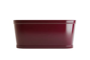 Glossy maroon rectangular container with smooth finish, ideal for storage and organization. Simple and elegant design for home or office use. png