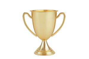 Golden trophy cup with elegant design and shiny finish, symbolizing victory, achievement, and excellence in various competitions. png