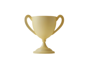 Golden trophy cup symbolizing achievement, success, and victory isolated on a transparent background. Ideal for awards, competitions, or recognition visuals. png