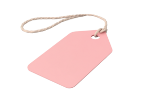 Pink blank tag with rope isolated on transparent background. perfect for labeling, pricing, or gifting in retail, craft, and organization projects. png