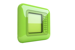 Green icon design representing a device or interface element characterized by a modern, glossy look, suitable for tech-related concepts. png