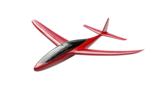 Red modern airplane with sleek design, isolated on transparent background. perfect for aviation and travel related projects. png